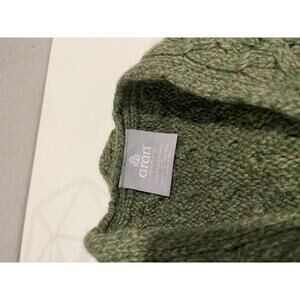 Aran Knit Wool Sweater in Olive Green One Size